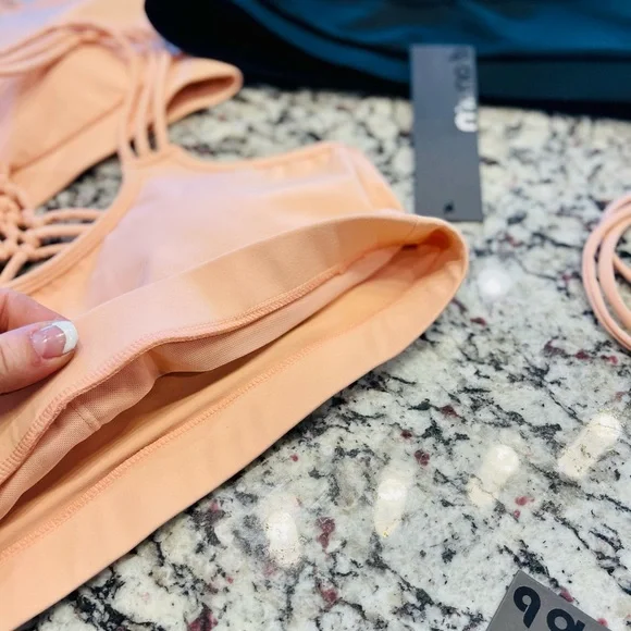 MONO B Dragon Braid Straps Racerback Sports Bra PINK / BLACK SZ SMALL MED LARGE - Picture 10 of 15